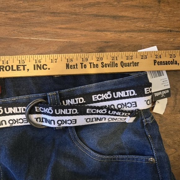 NWT Ecko Unltd Jean Shorts Mens Size 46 759 Relaxed Fit Belted Denim Jorts - Picture 6 of 6